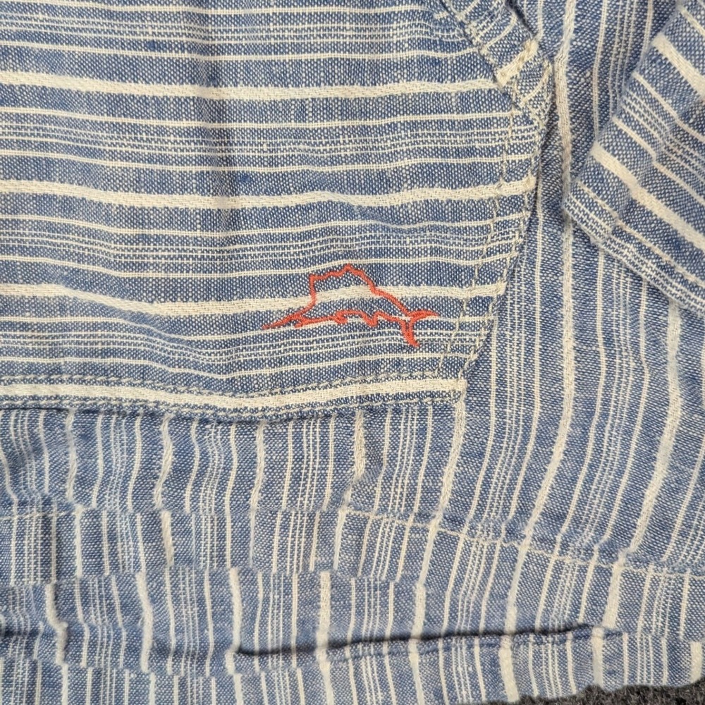Tommy Bahama Brazillionaire Hoodie Mens L Blue White Stripe 100% Linen Marlin - Picture 5 of 12
